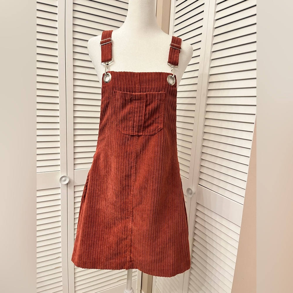 Goth Jumper dress burnt orange low cut sides overalls